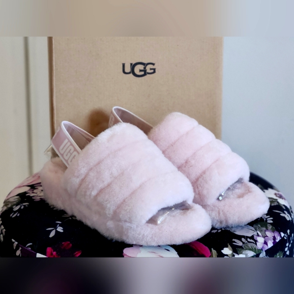 UGG Fluff Yeah Baby Pink Slide Slipper (USA Size 6)
